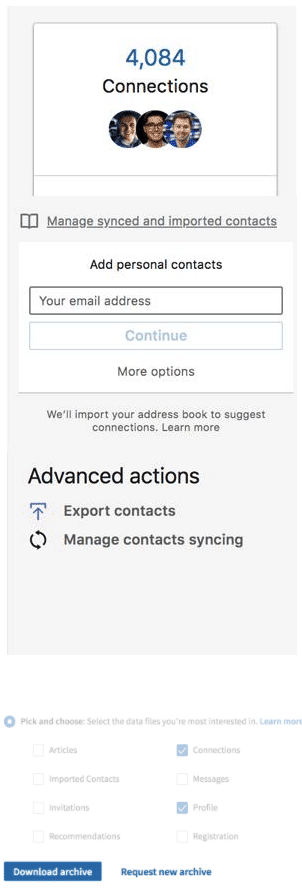 Number of Linkedin network connections