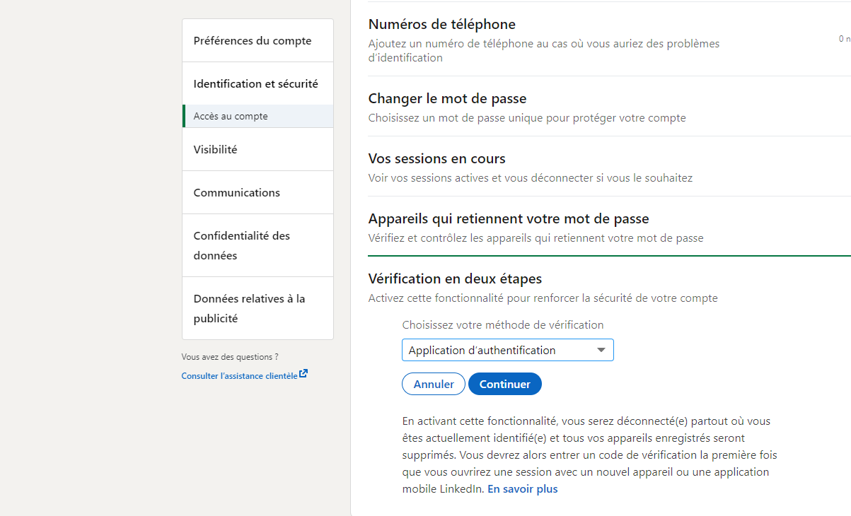 Vérification en deux étapes