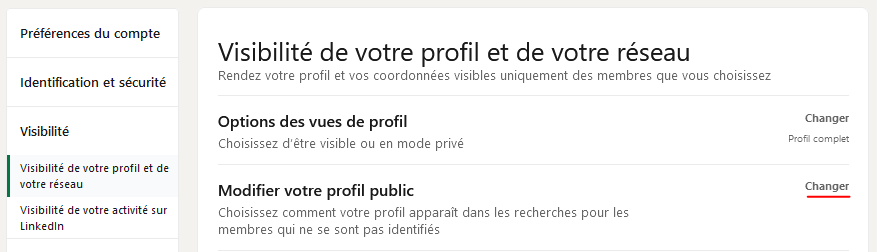 changer profil public