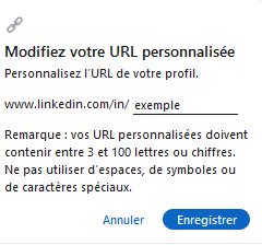 modifier url linkedin